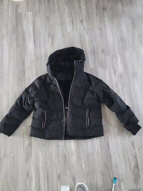 Mens black full zip ZeroXposur coat with detachable hood - size XL